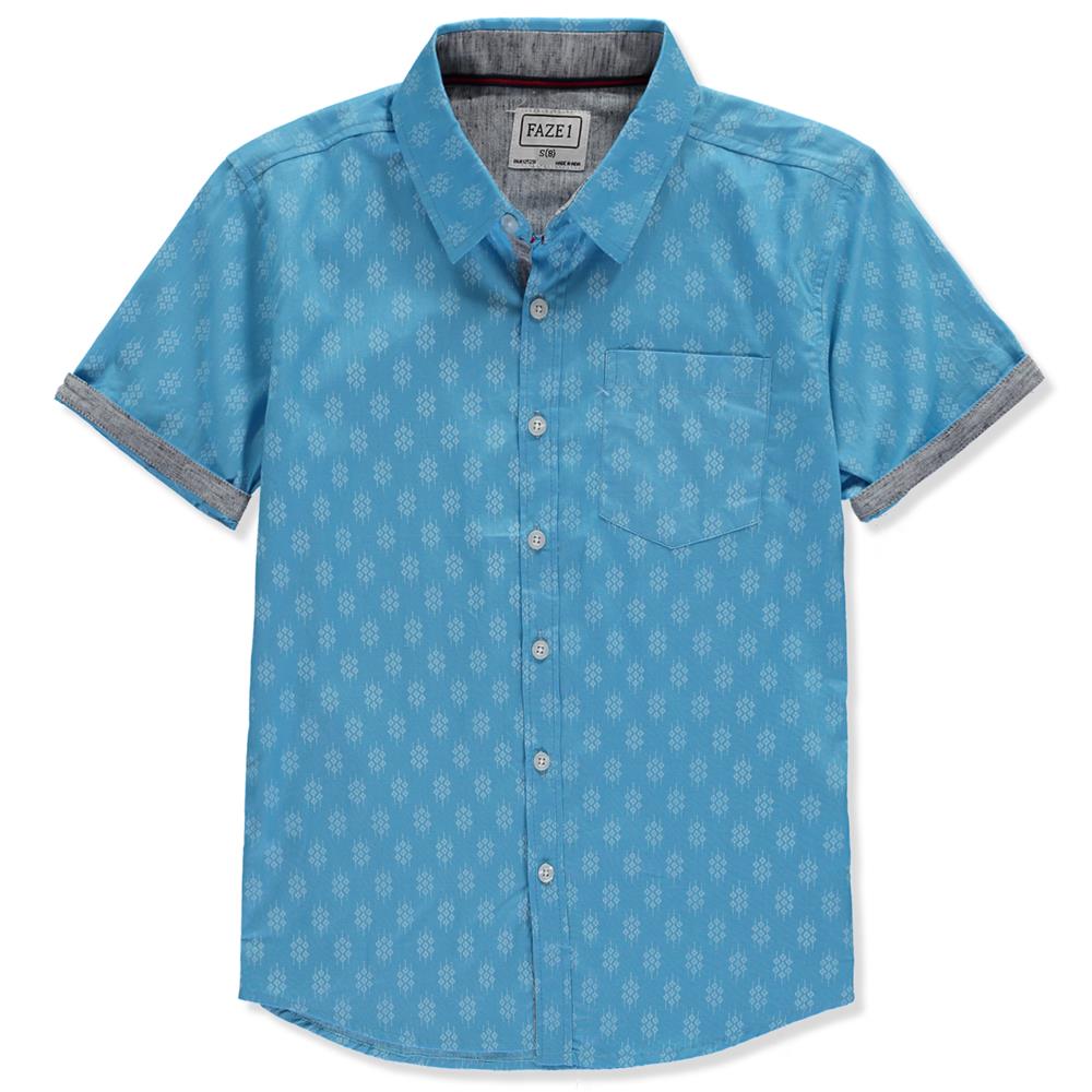 FAZE 1 Boys 8-20 Short Sleeve Printed Woven Button Down Shirt