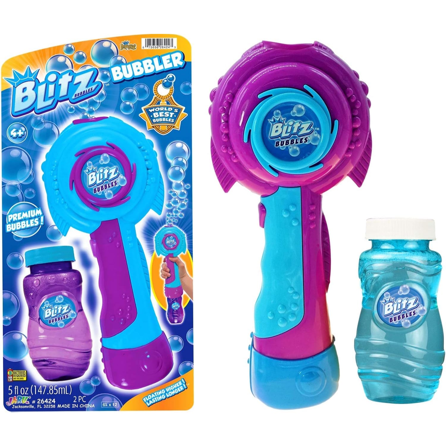 Ja-Ru Blitz Bubble Machine Wand Blaster w/Bubble Solution Bubble Machine for Kids. Automatic Bath Bubble Blower