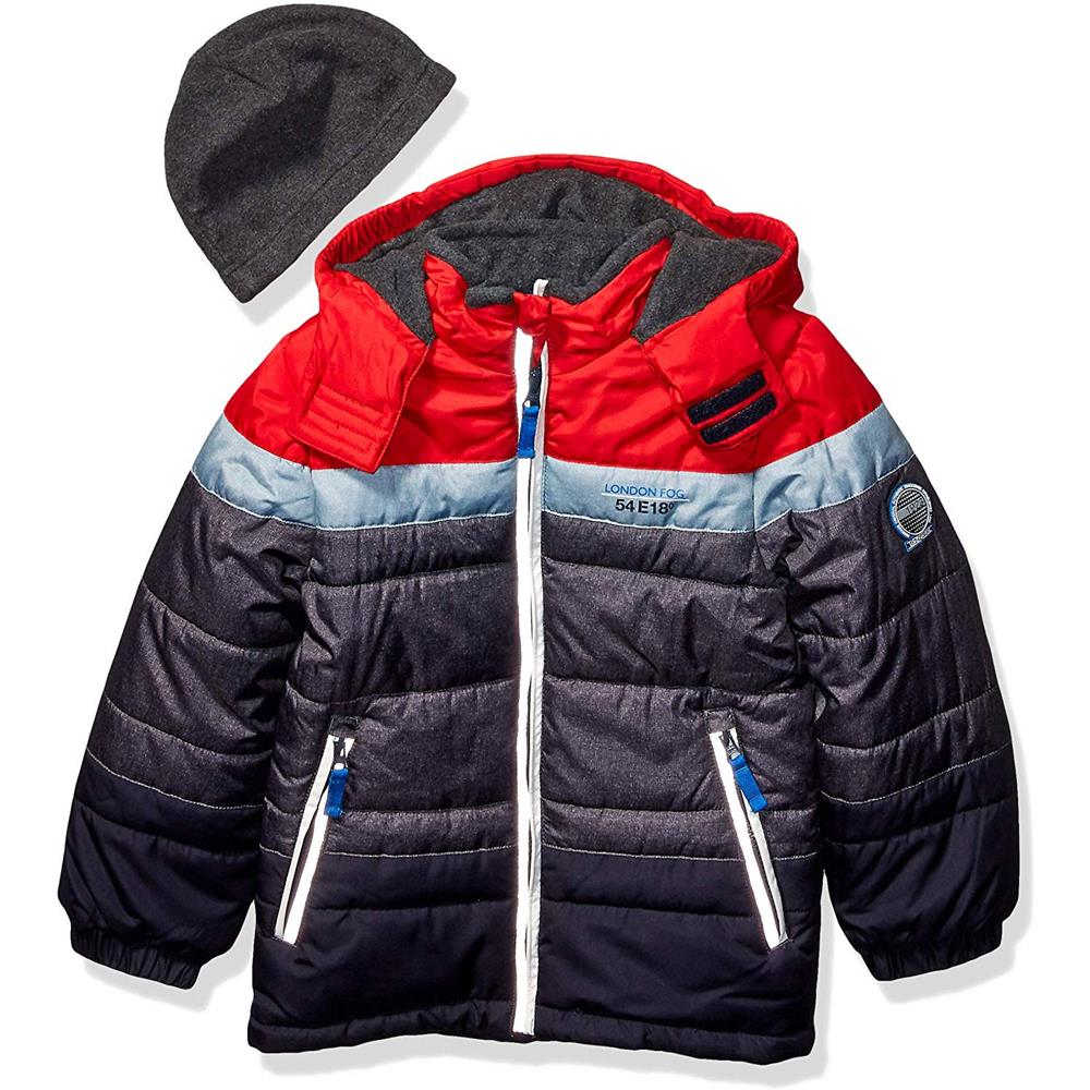 London Fog Boys Colorblock Puffer Jacket Hat