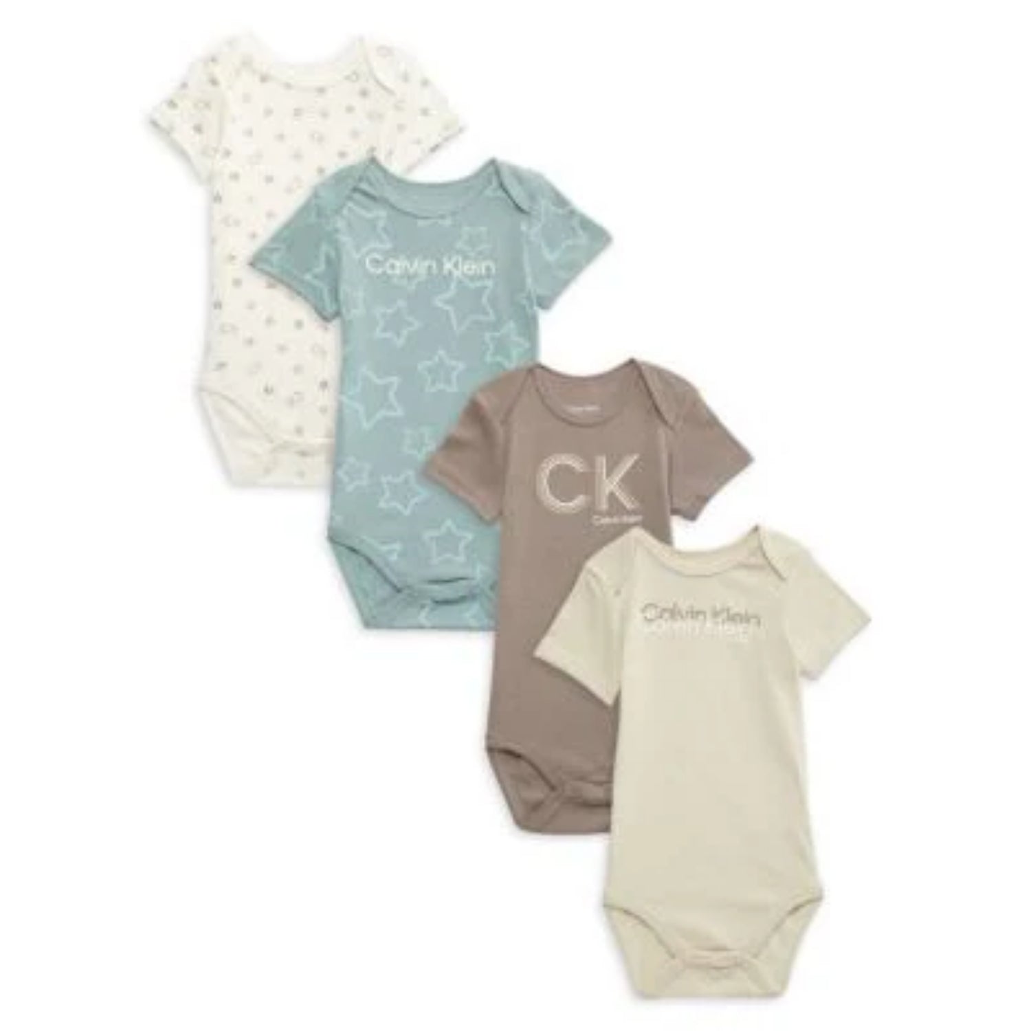 Calvin Klein Baby Boy's 4-Pack Short Sleeve Logo Bodysuit