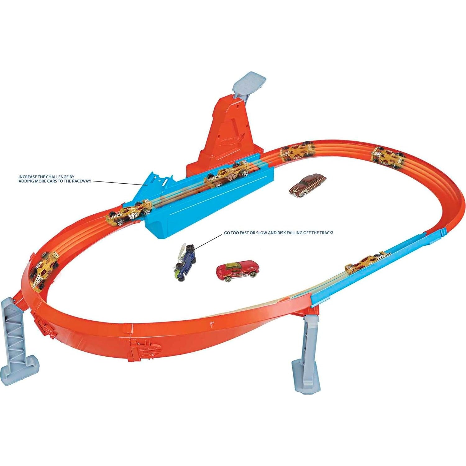 Mattel Hot Wheels Toy Car Track Set, Rapid Raceway Champion, Multi-Car Launcher, Includes 1:64 Scale