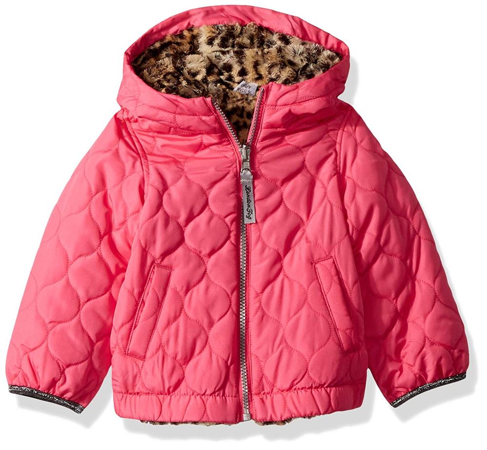 London Fog Girls' Reversible Quilted Midweight Jacket