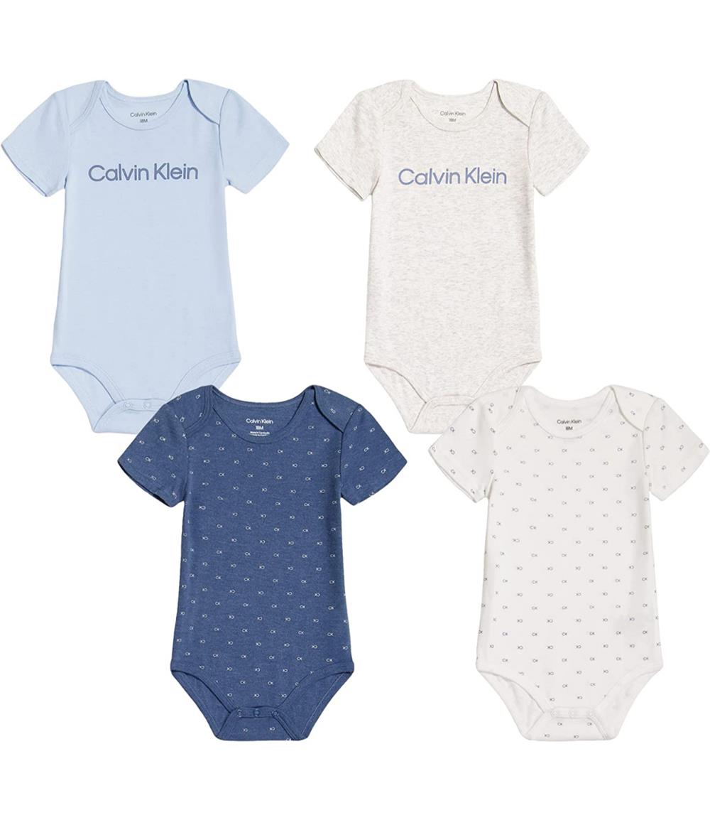 Calvin Klein Boys 0-9 Months Short Sleeve 4-Pack Bodysuit