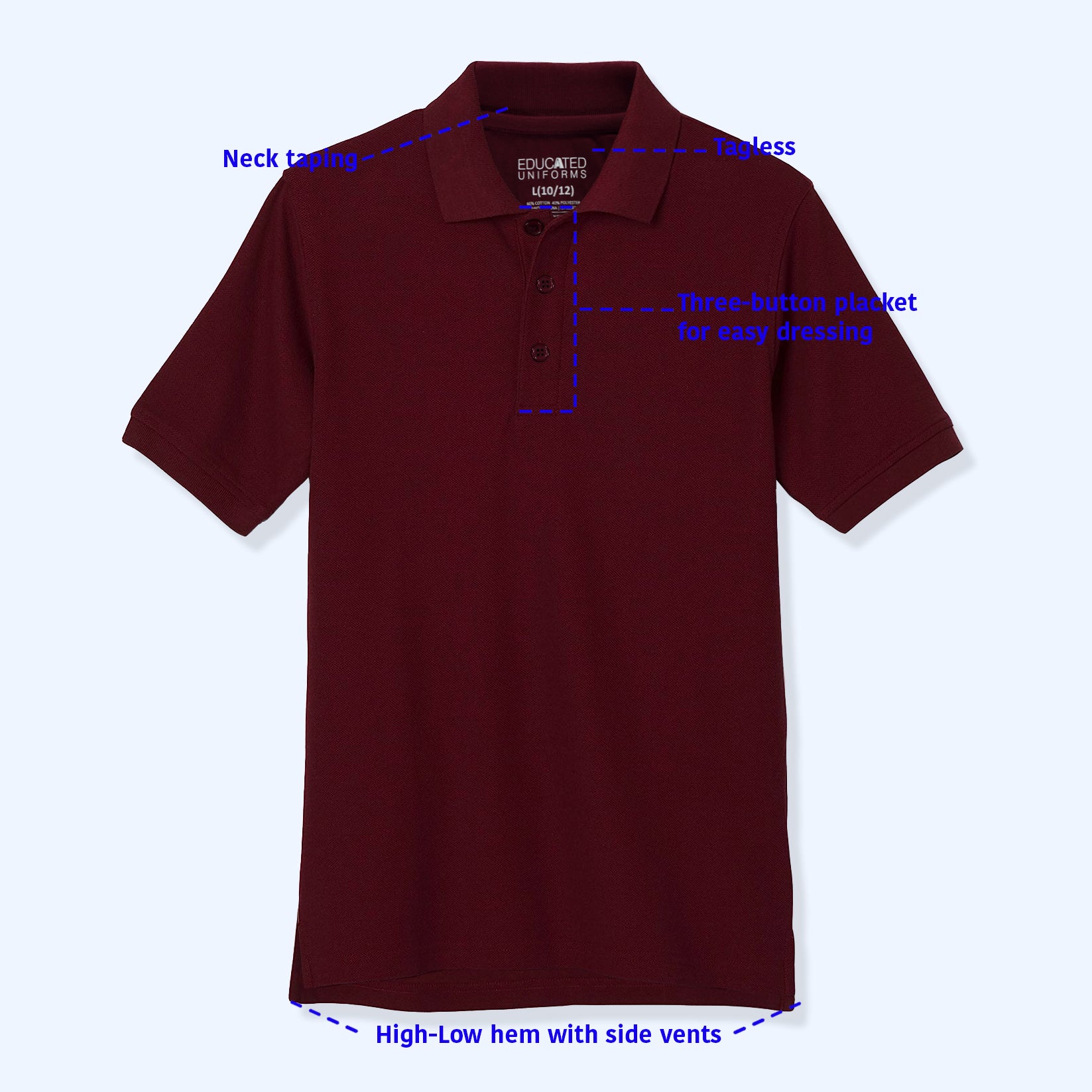 Educated Uniforms Boys 4-20 Short Sleeve Pique Polo Shirt