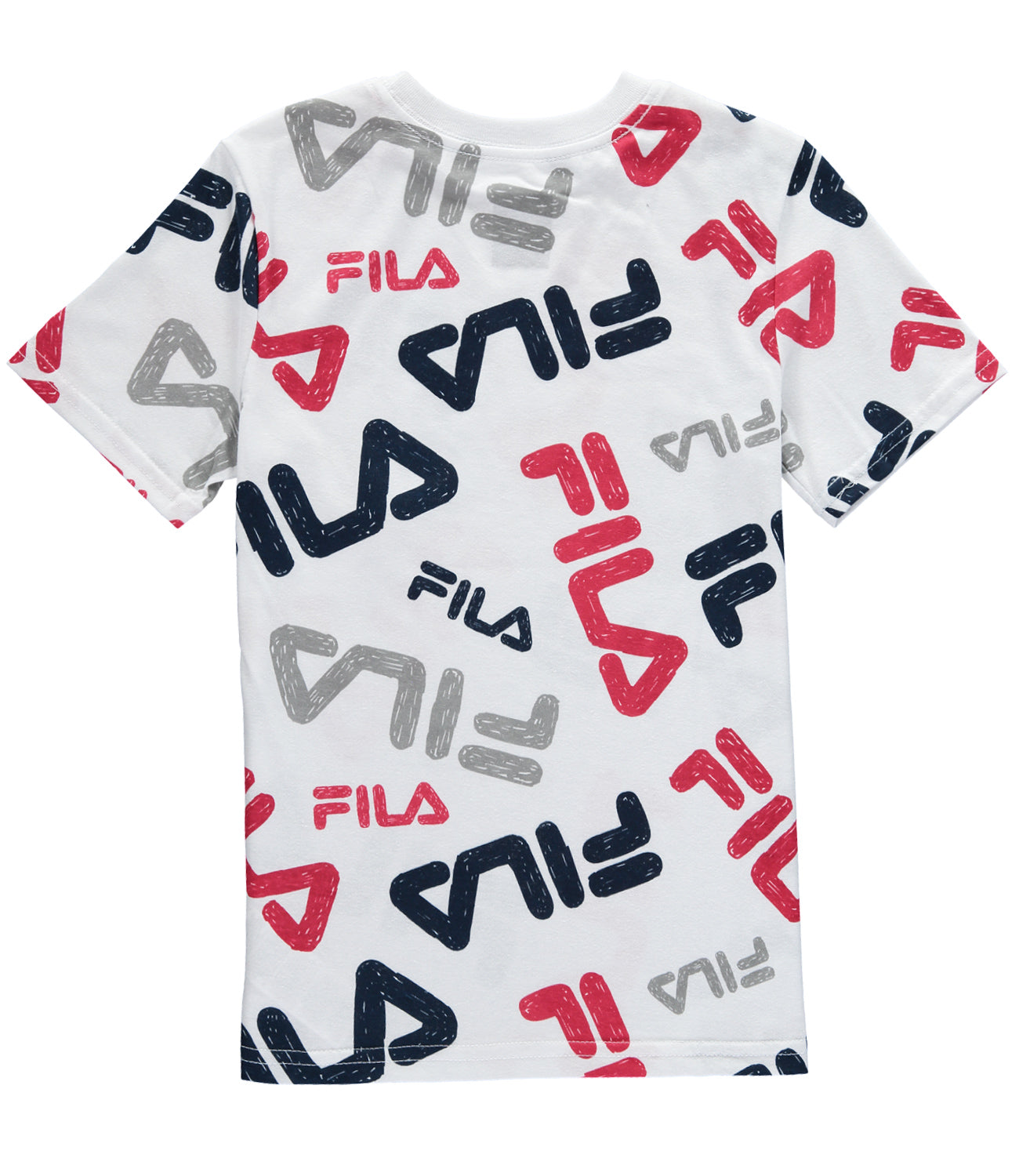 FILA Boys 4-7 Short Sleeve Scattered All Over Print Logo T-Shirt