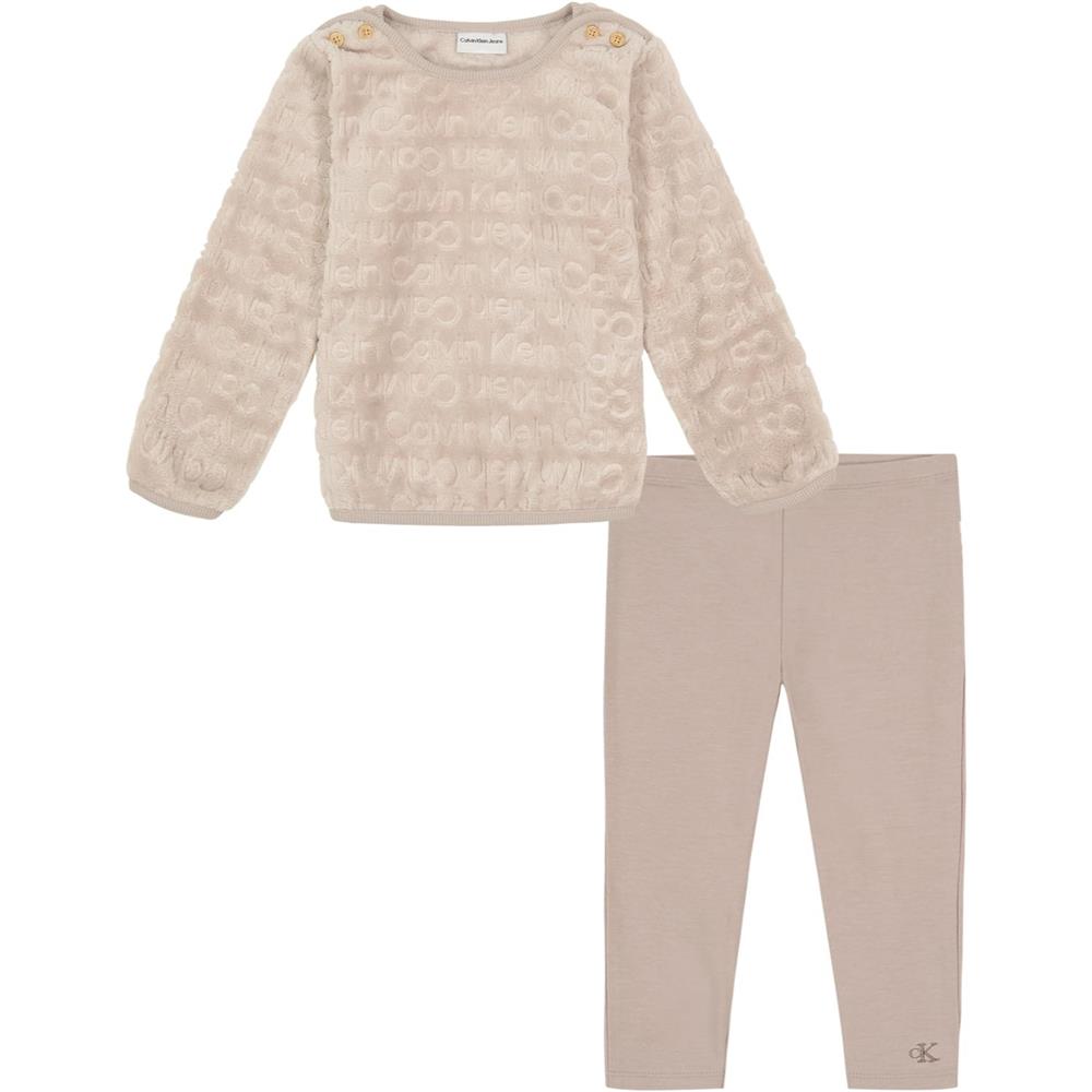 Calvin Klein Girls 2T-4T 2-Piece Fleece Top Legging Set