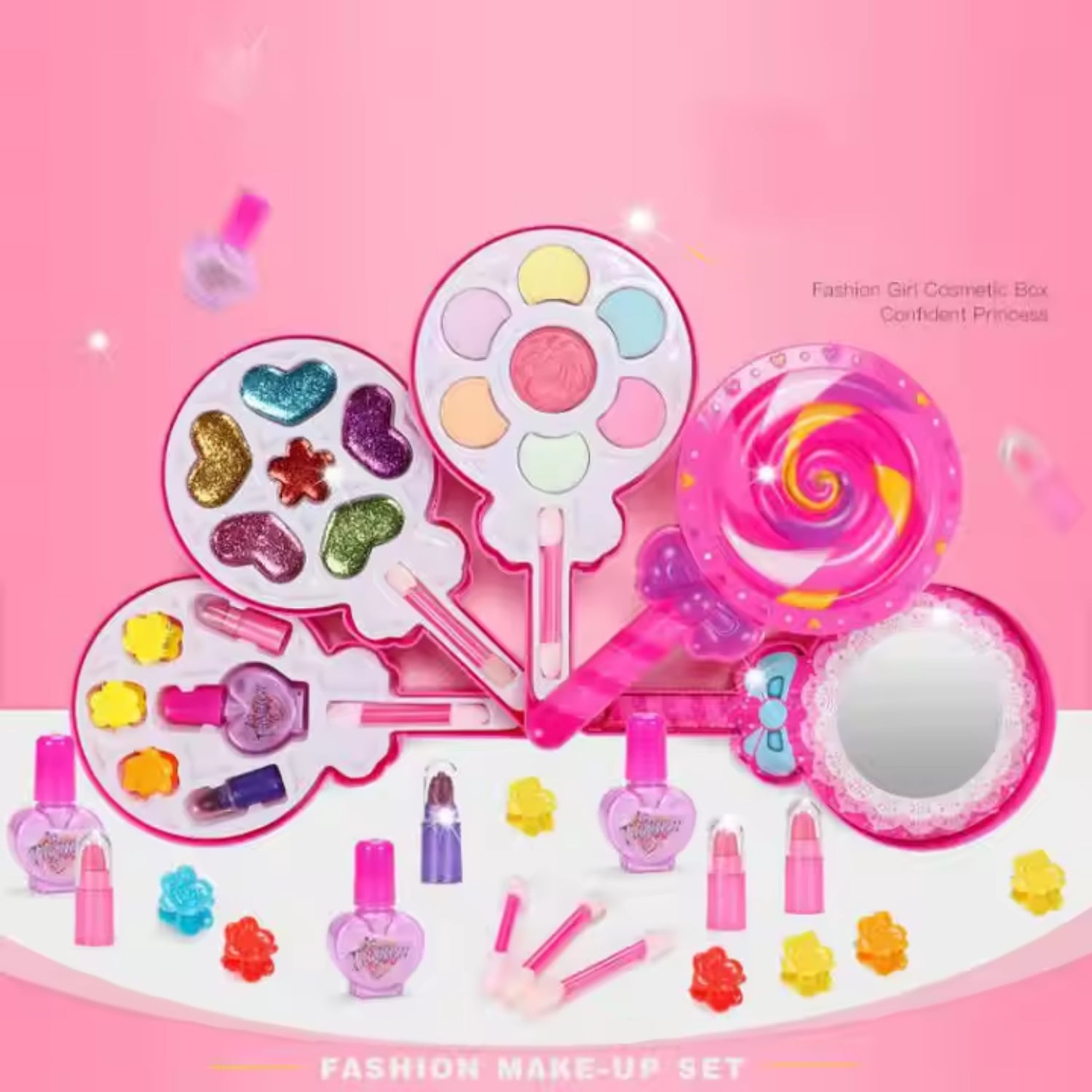 Glam Kidz Fashion Washable Makeup Toys Lollipop Cosmetic Toy Girl Gift Box Kids Real Make Up Kit for Girls