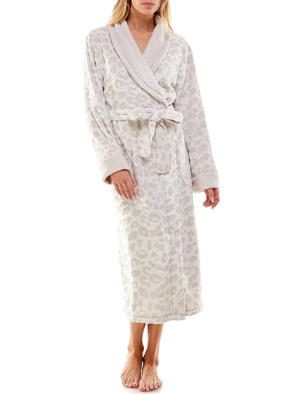 Jaclyn Intimates Womens Long Sleeve Ankle Length Shawl Collar Belted Robe