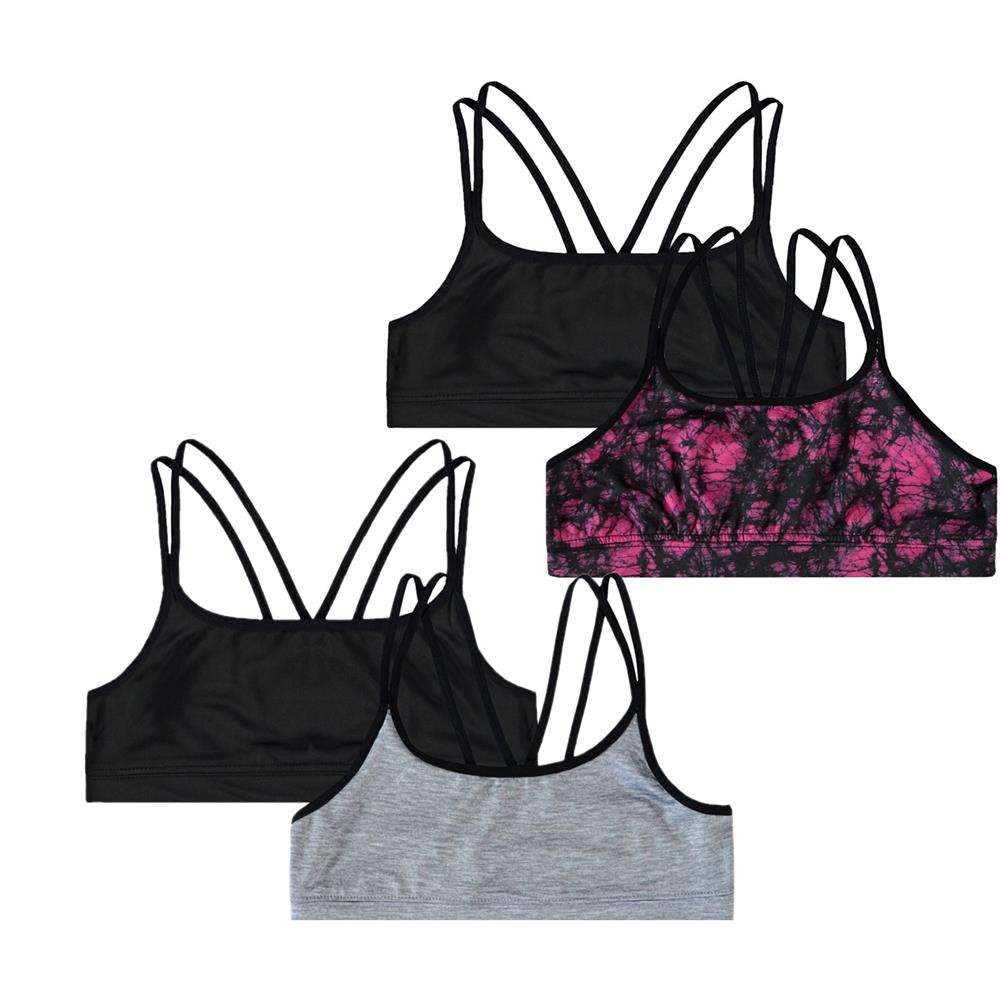 Rene Rofe Girls' Racerback Training Bra Sports Bralette (4 Pack)