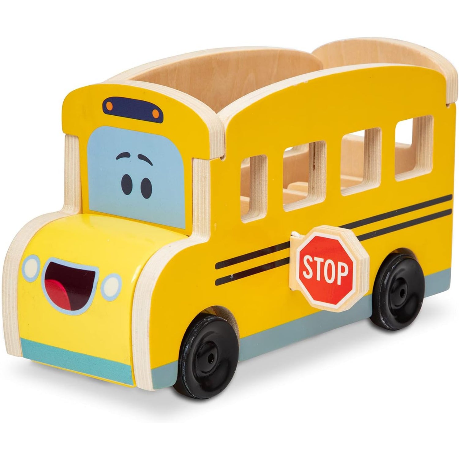 Melissa and Doug Blue's Clues & You! Wooden Pull-Back School Bus (9 Pieces)