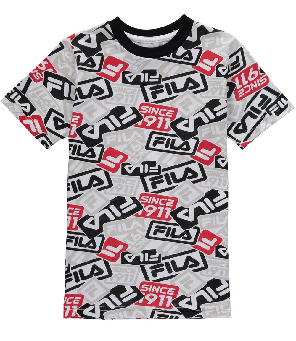 FILA Boys 8-18 Short Sleeve Multicolor All Over Print 1911 T-Shirt