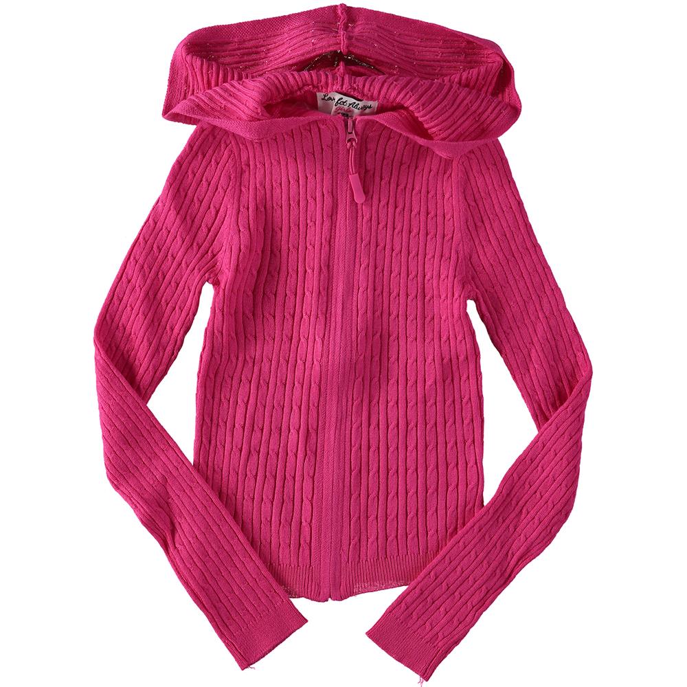 Full Circle Girls 7-16 Cable Zip Front Hooded Sweater