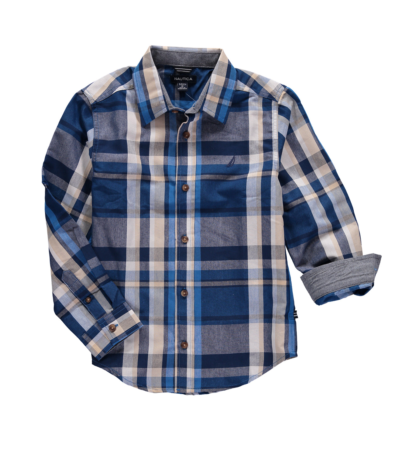 Nautica Boys 8-20 Plaid Long Sleeve Woven Shirt