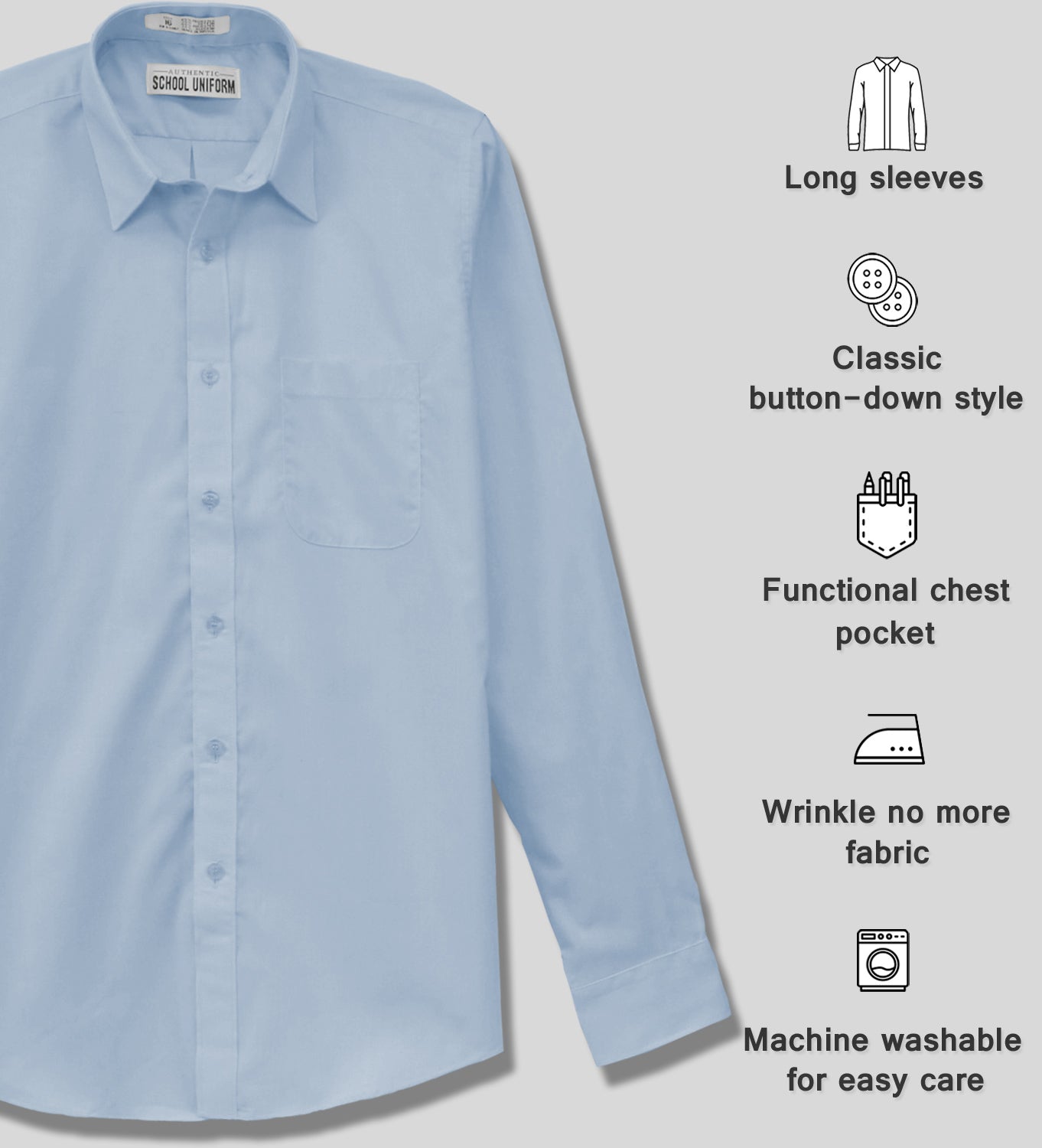 Galaxy Boys 4-20 Long Sleeve Button Down Dress Shirt (Regular and Husky)