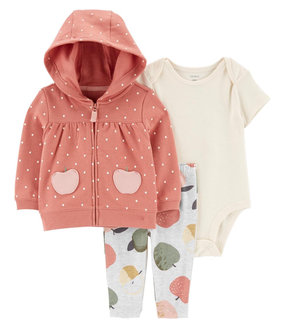 Carters Girls 0-24 Months 3-Piece Little Apple Cardigan Set