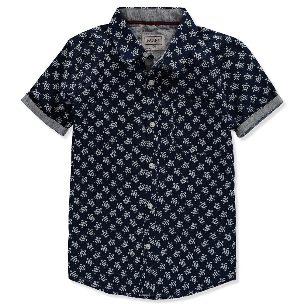 FAZE 1 Boys 8-20 Short Sleeve Printed Woven Button Down Shirt