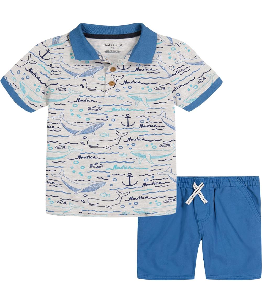 Nautica Boys 12-24 Months Whale Polo Short Set