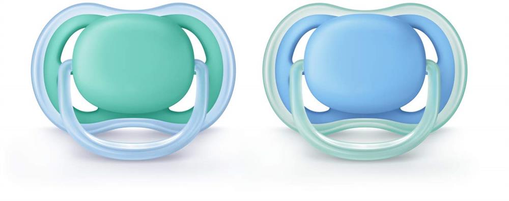 Philips Avent Ultra Air Pacifier, 6-18M, Blue/Green - 2 Pack