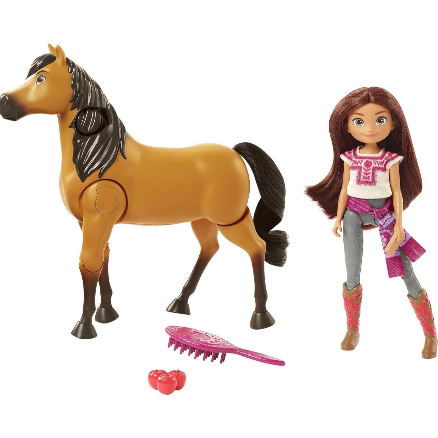 Mattel Spirit Untamed Lucky Doll & Spirit Horse Figure, Ride Together Playset & 2 Accessories