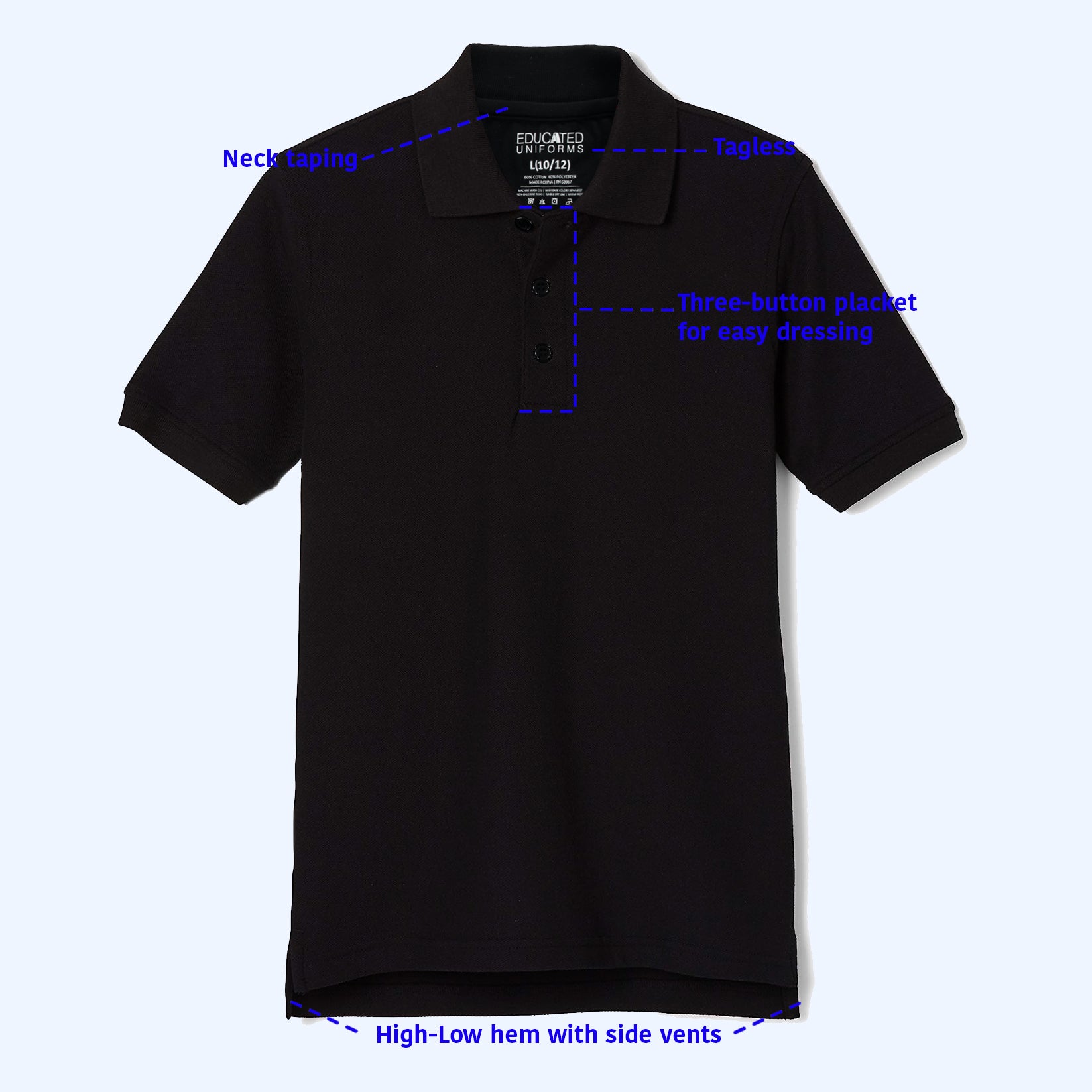 Educated Uniforms Boys 4-20 Short Sleeve Pique Polo Shirt