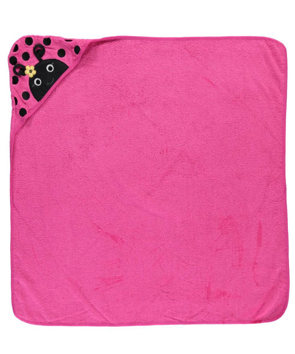 Hudson Baby Animal Face Hooded Towel, Ladybug