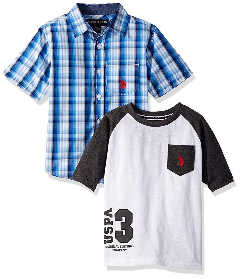 U.S. Polo Assn. Boys 4-7 2-Piece Woven Henley Set