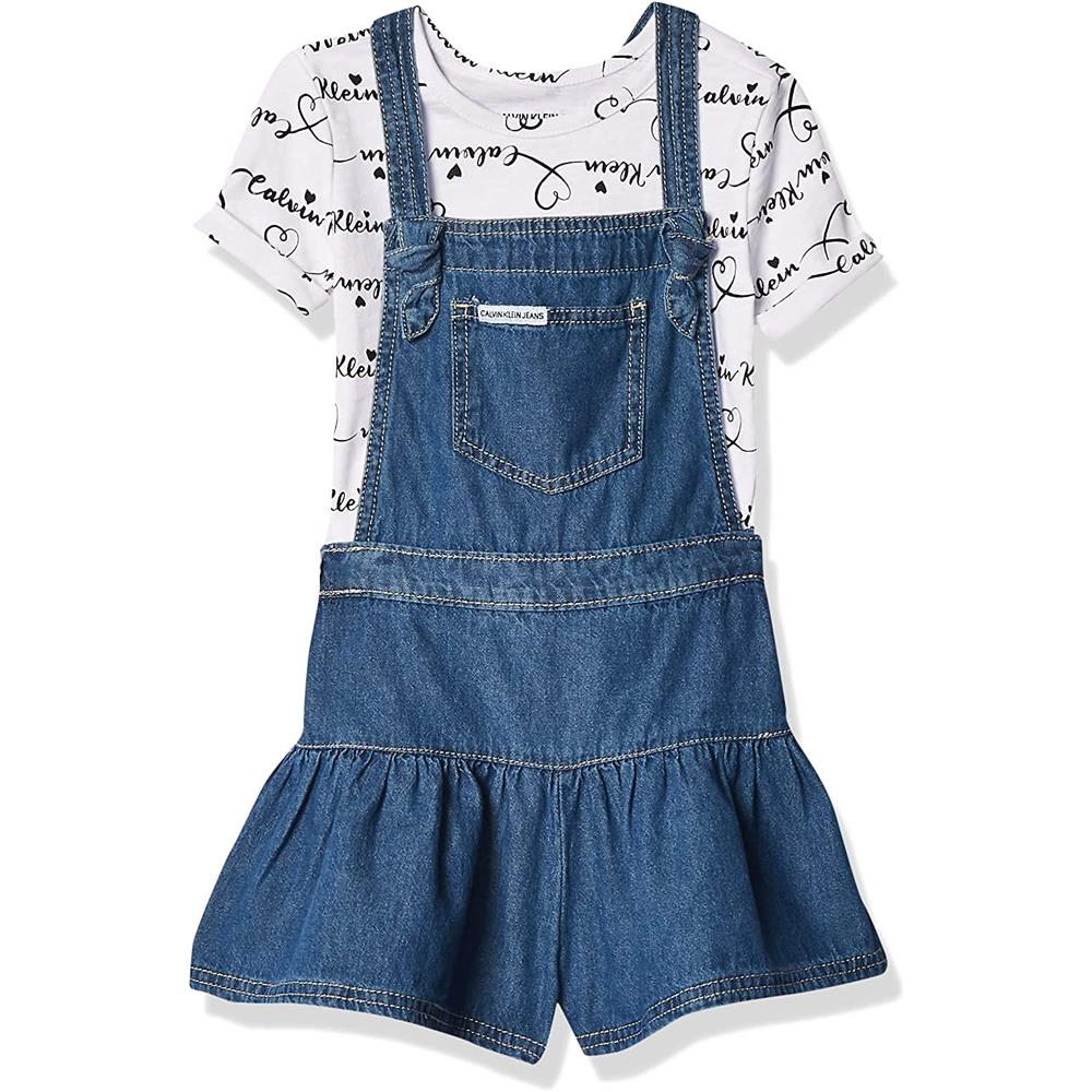 Calvin Klein Girls 4-6X Denim Jumper Set