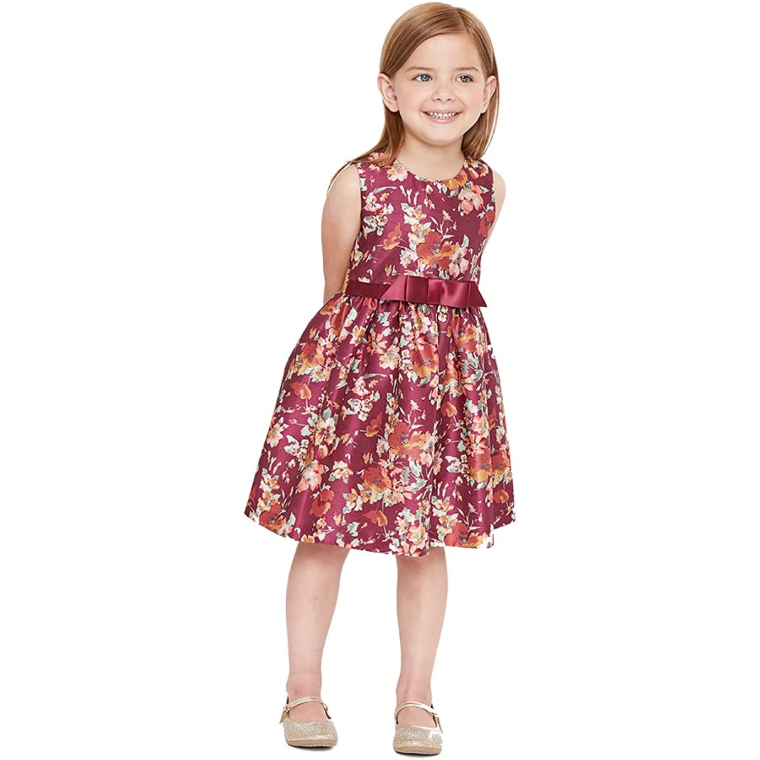 Bonnie Jean Girls 2T-6X Floral Shantung Dress with Bolero Cardigan