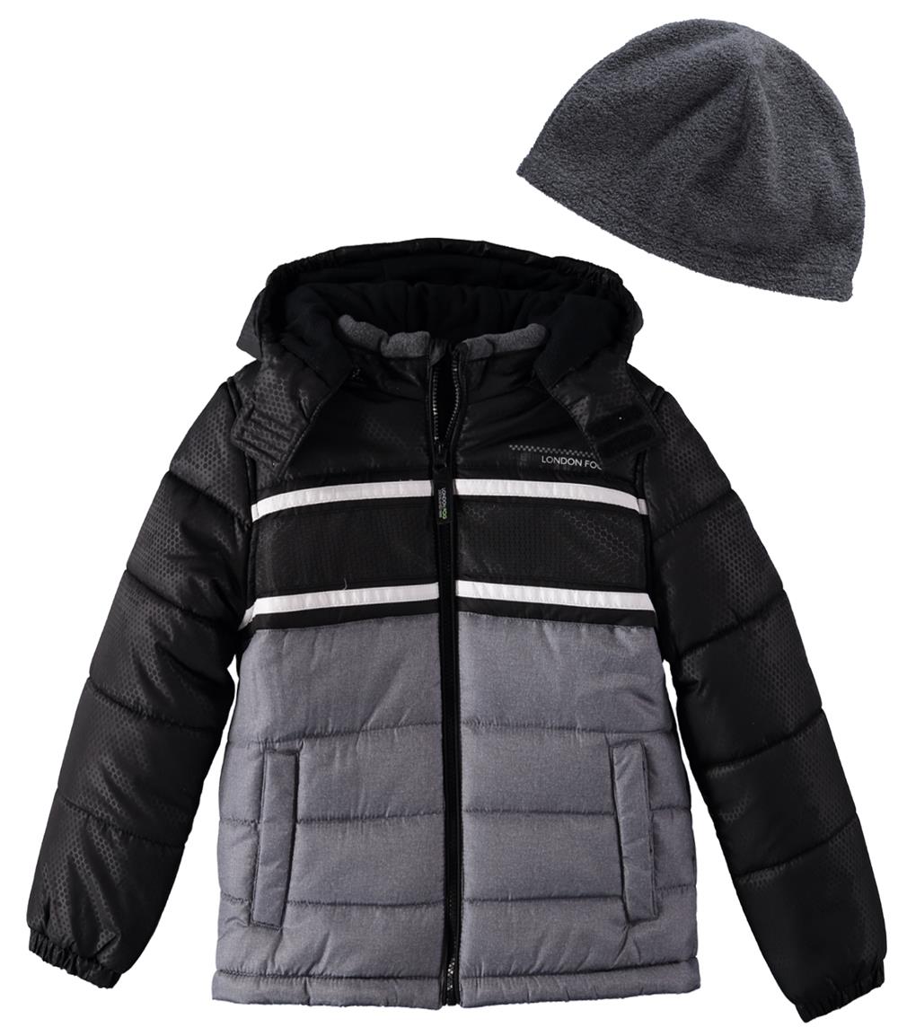 London Fog Boys 8-20 Weather Resistant Puffer Jacket with Hat