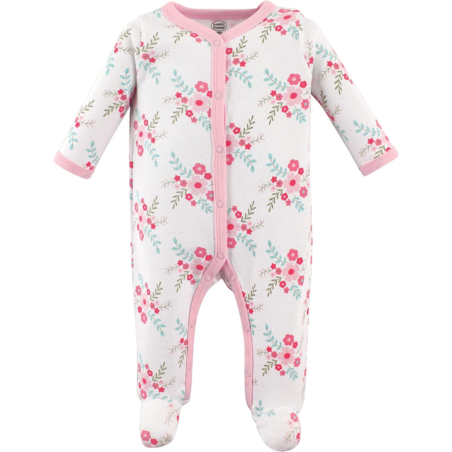 Luvable Friends Girls 0-9 Months Floral Sleep and Play 3-Pack