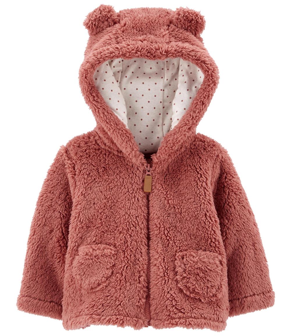 Carters Girls 0-24 Months Zip-Up Sherpa Cardigan Jacket