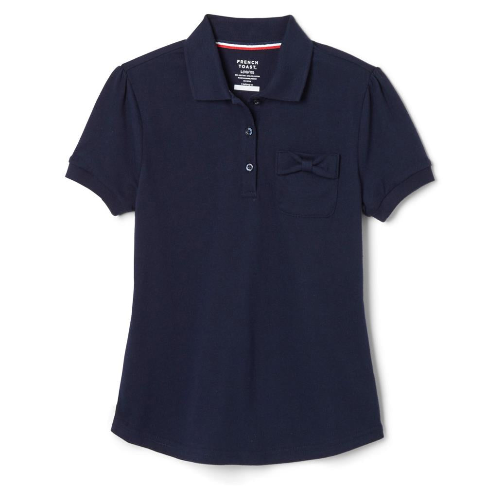 French Toast Short Sleeve Bow Pocket Polo Shirt