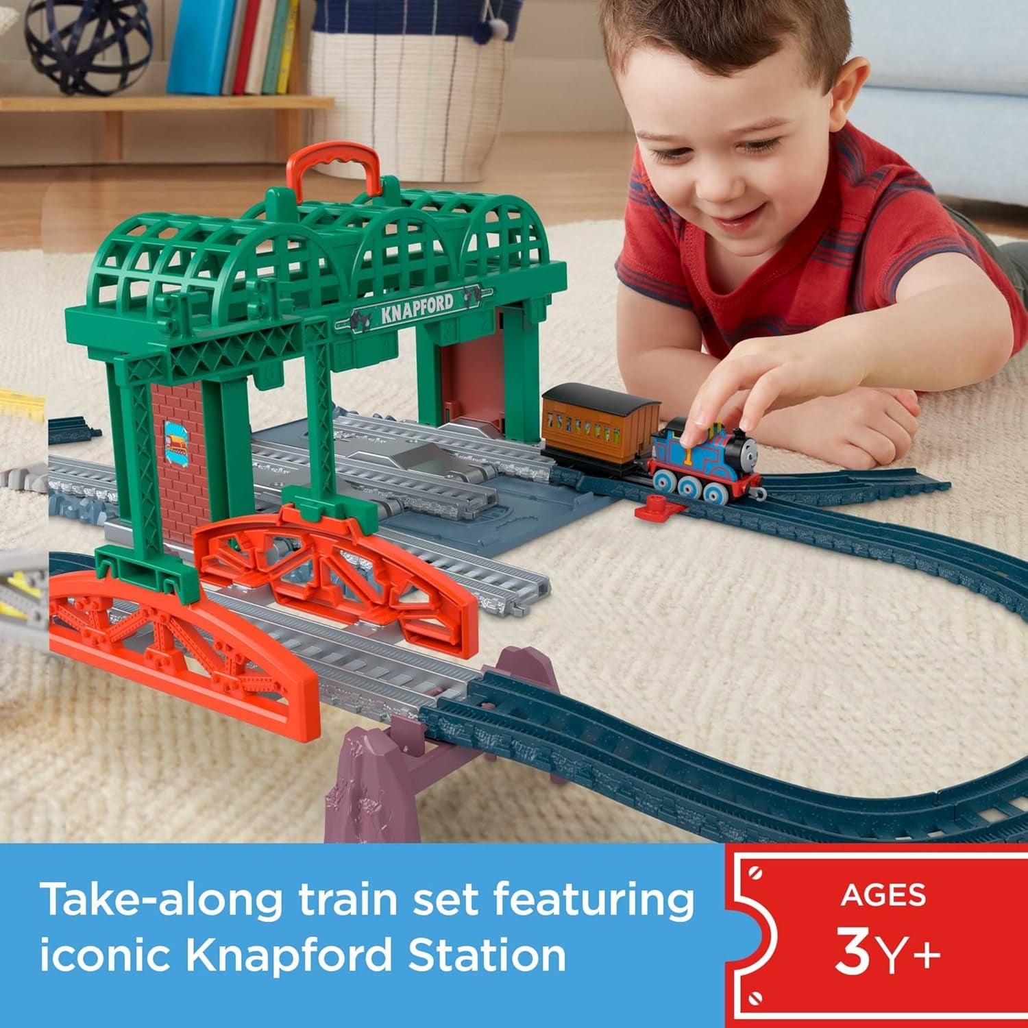 Fisher Price Thomas & Friends Knapford Station Track & Diecast Train Set, 2-In-1 Playset & Storage Case