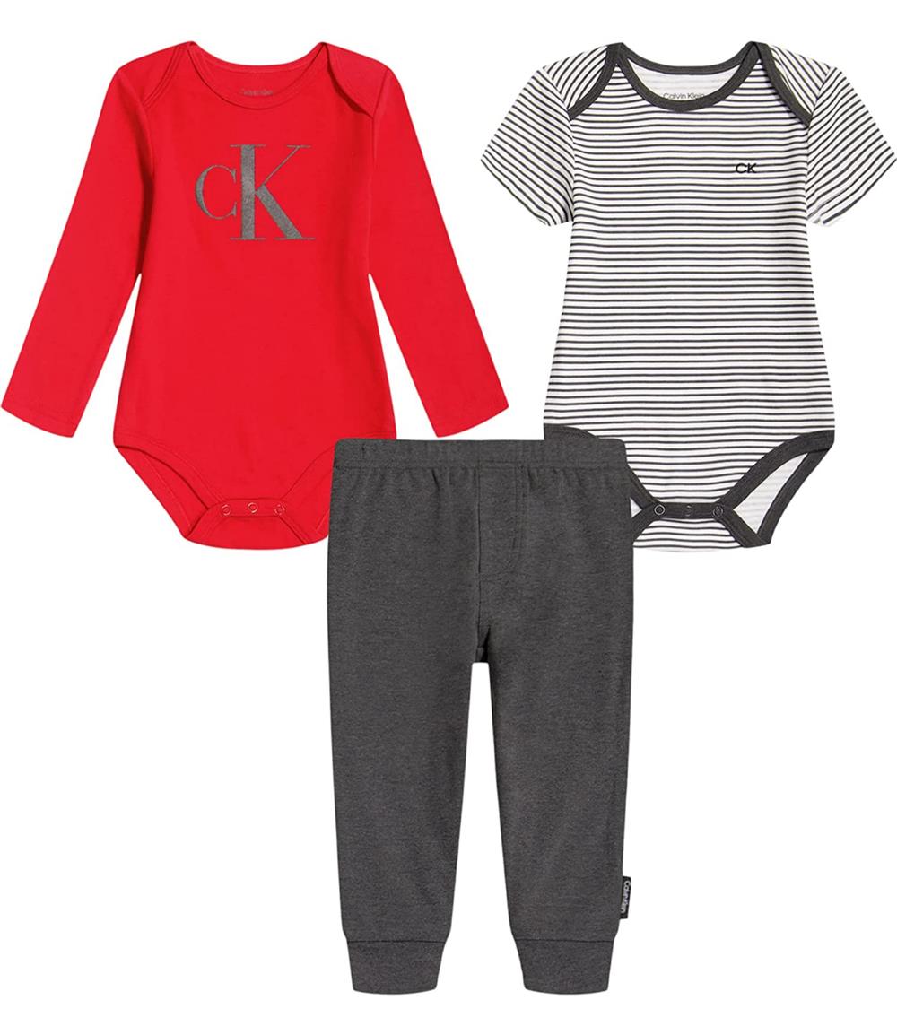 Calvin Klein Boys 12-24 Months 3-Piece Bodysuit Pant Set