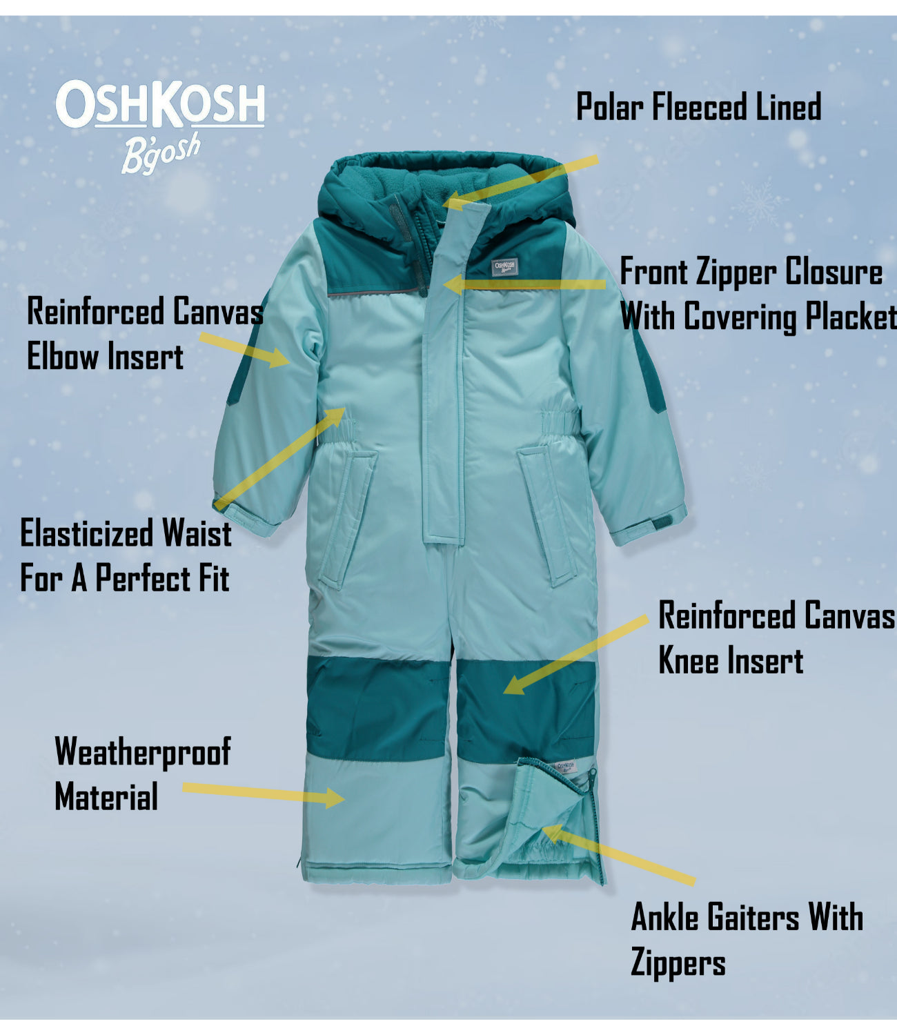 Osh Kosh Boys and Girls 12 Months - 7 One Piece Snowmobile Snowsuit