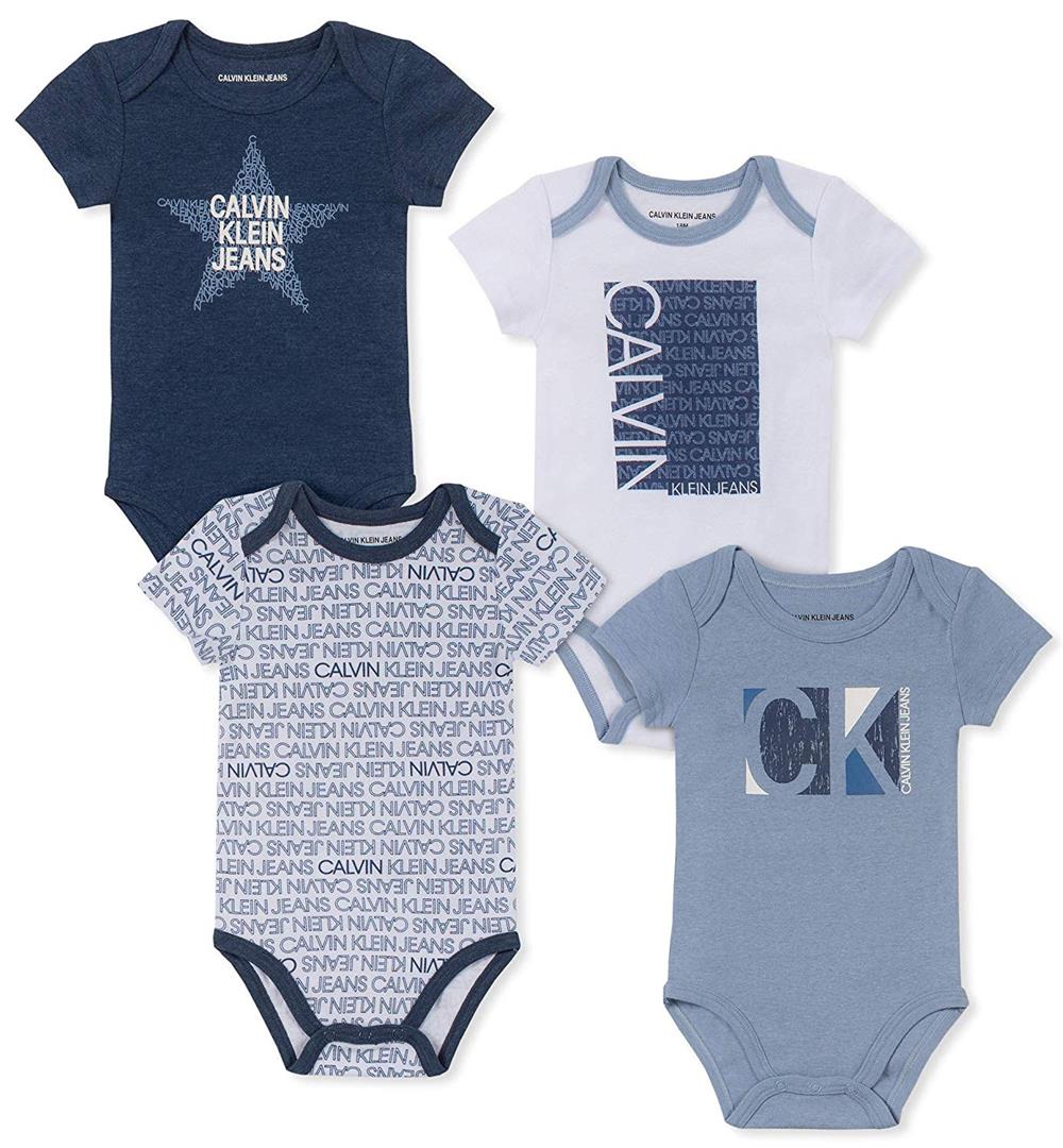 Calvin Klein Kids Boys 0-9 Months 4 Pack Short Sleeve Bodysuit