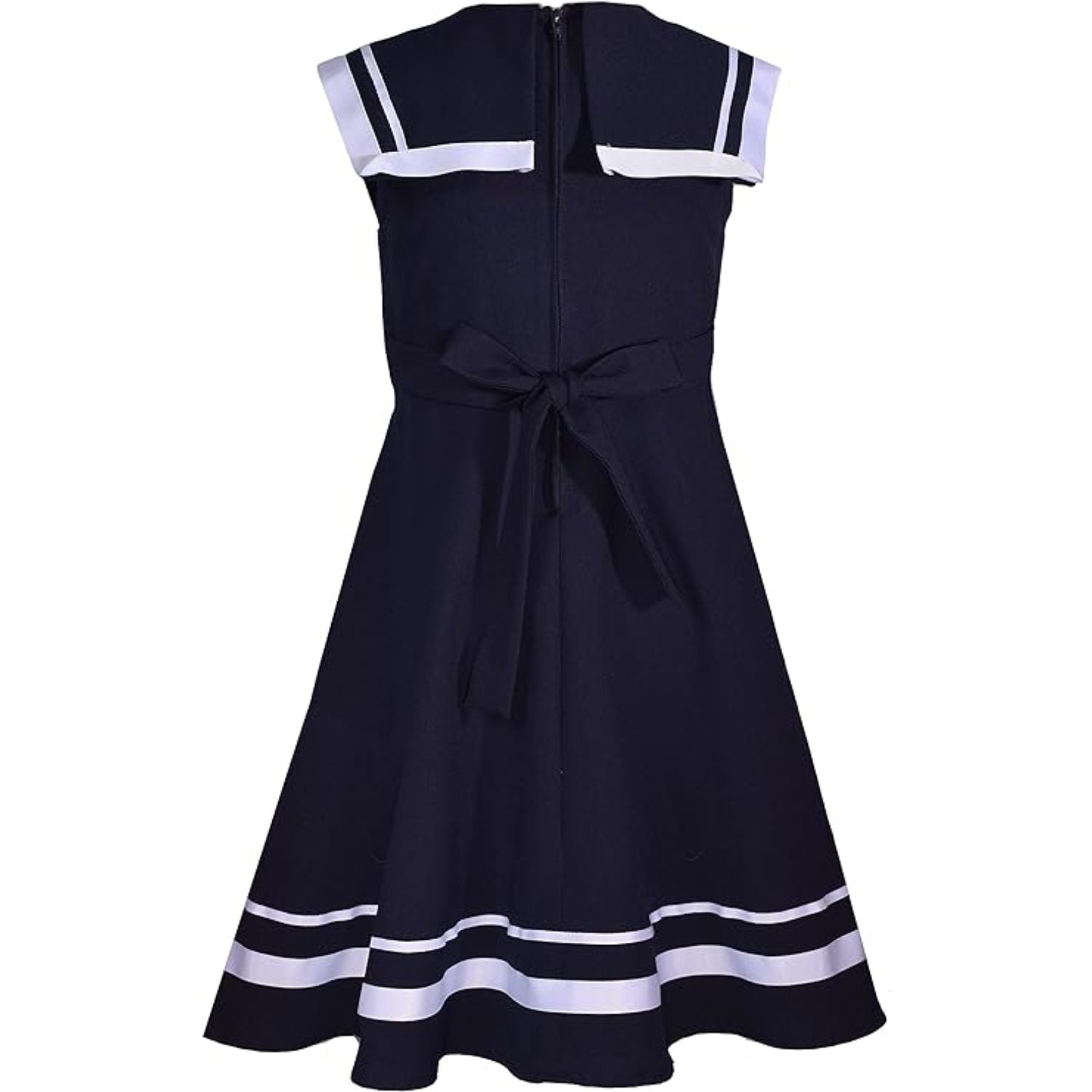 Bonnie Jean Girls Sleeveless Solid Navy Nautical Uniform Dress