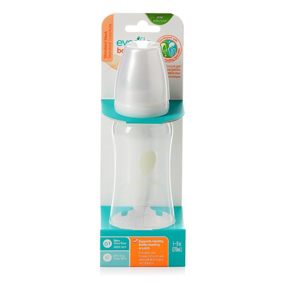 Evenflo Feeding Balance + Standard Neck Bottle, Clear - 9 oz