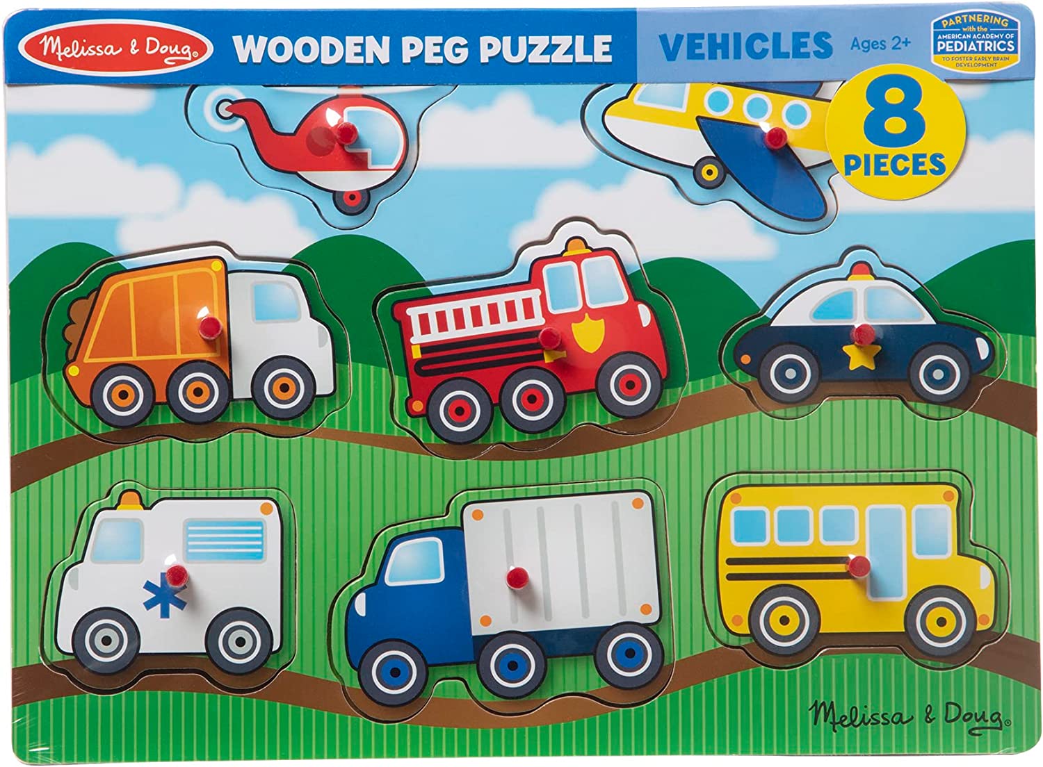 Melissa and Doug Vehicle Peg Puzzle - 8pc