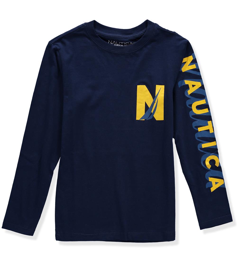 Nautica Boys 8-20 Logo Long Sleeve Crew T-Shirt