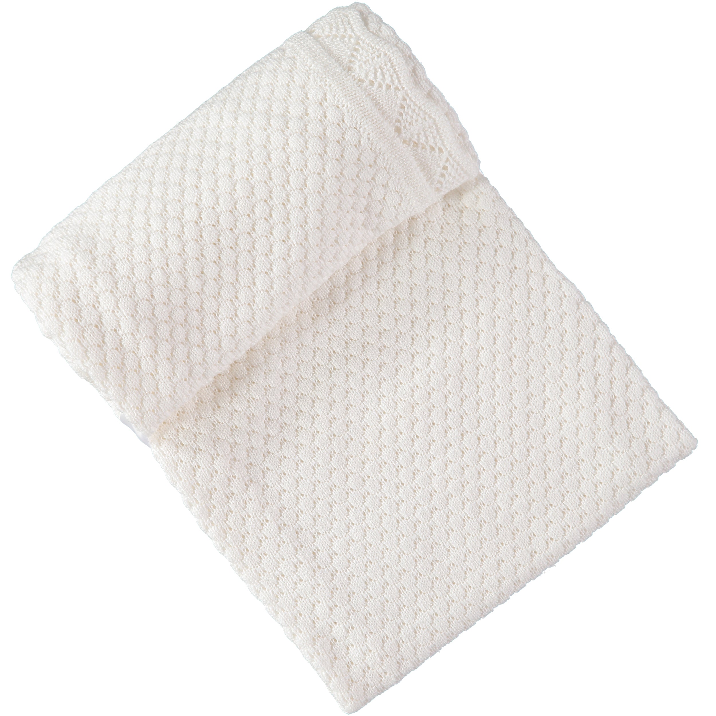 Baby Dove Popcorn Scallop Knit Blanket