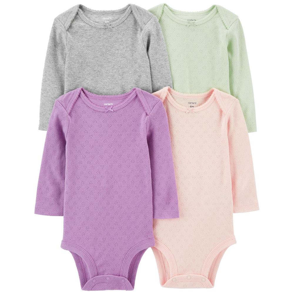 Carters Girls 0-24 Months 4-Piece Long-Sleeve Bodysuits