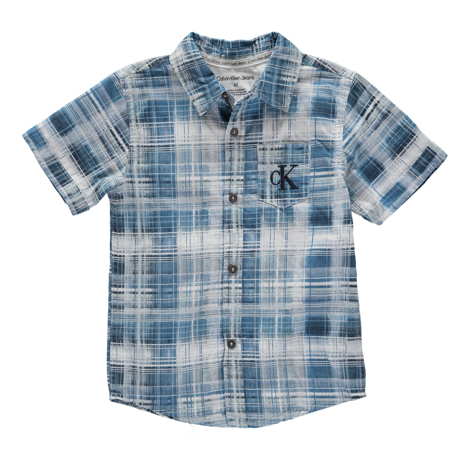 Calvin Klein Boys 2T-4T Plaid Woven Short Set