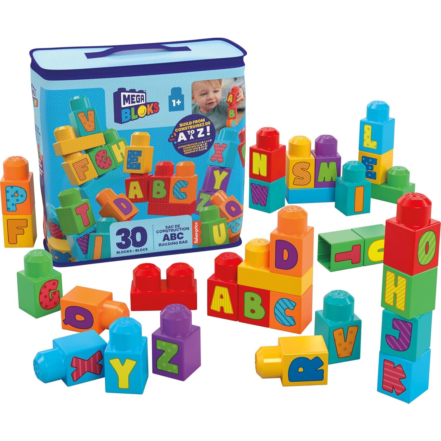 Fisher Price MEGA BLOKS ABC Building Bag, 30 pieces