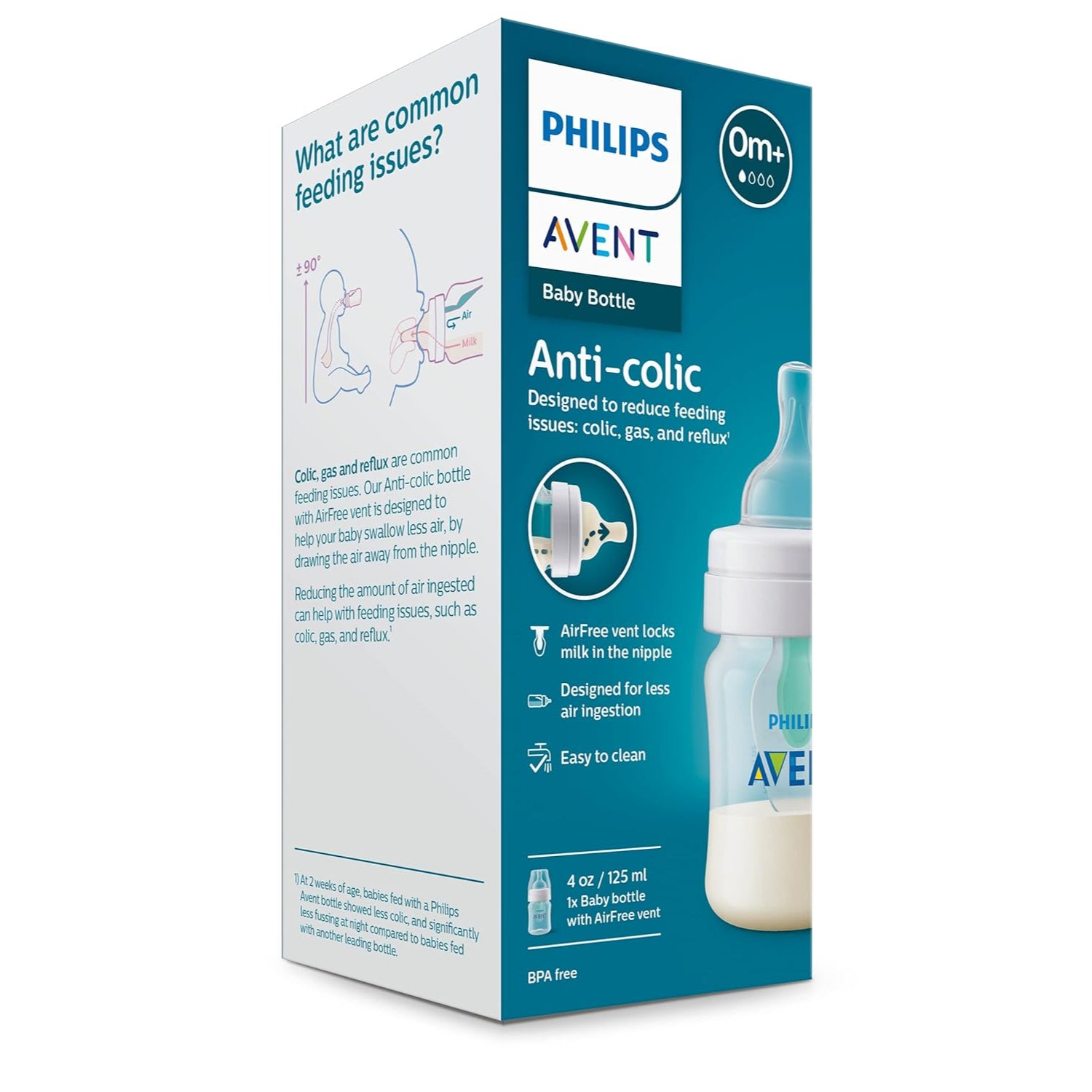 Philips Avent Anti-colic Bottle with AirFree vent, 4oz, 1pk, Clear