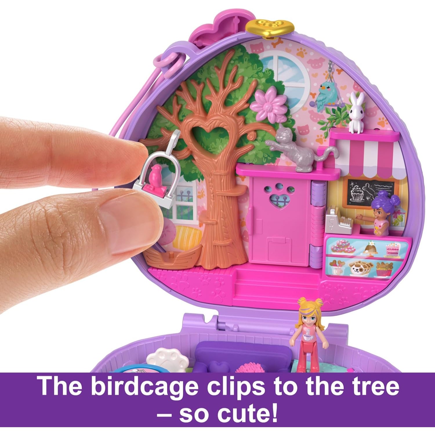 Mattel Polly Pocket Dolls and Playset, Hedgehog Coffee Shop Compact with 2 Micro Dolls & 10 Accessories