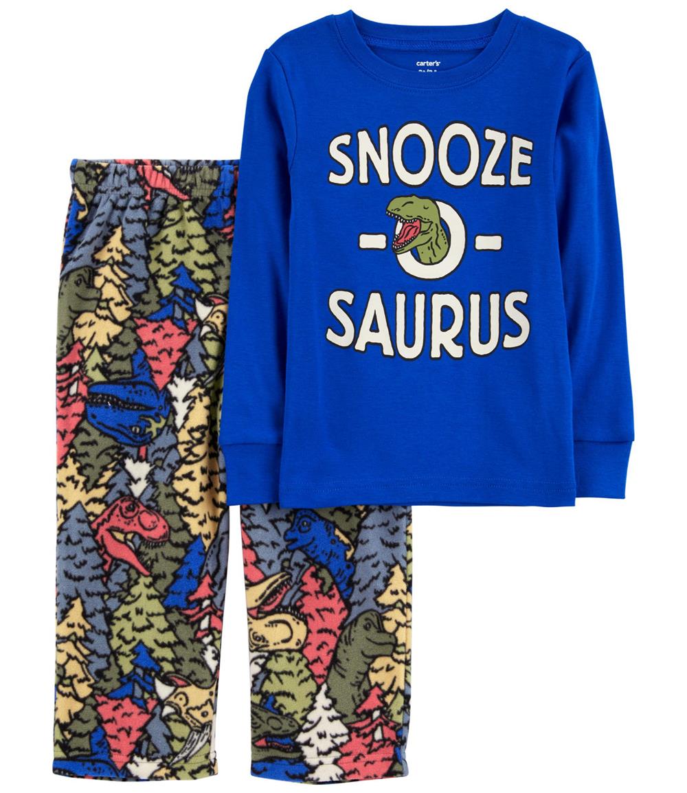 Carters Boys 2T-4T 2-Piece Dinosaur Cotton & Fleece PJs