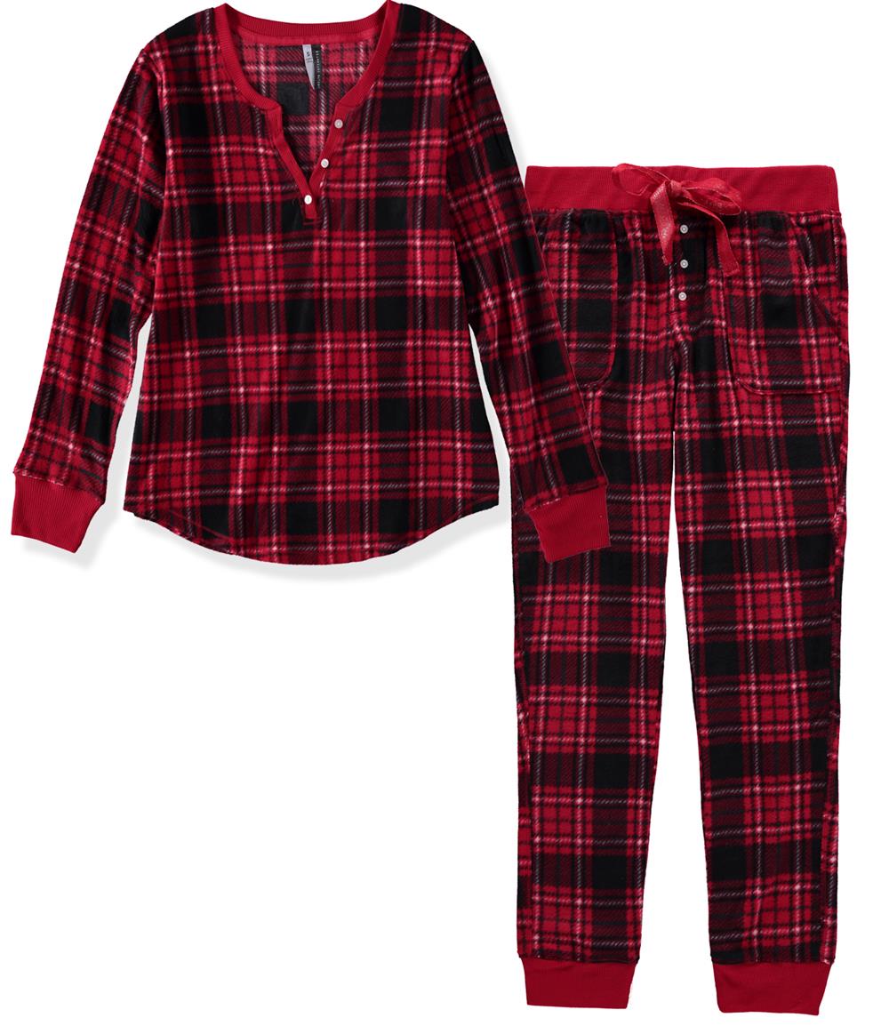 Jaclyn Intimates Long Sleeve Henley Jogger Pajama Set