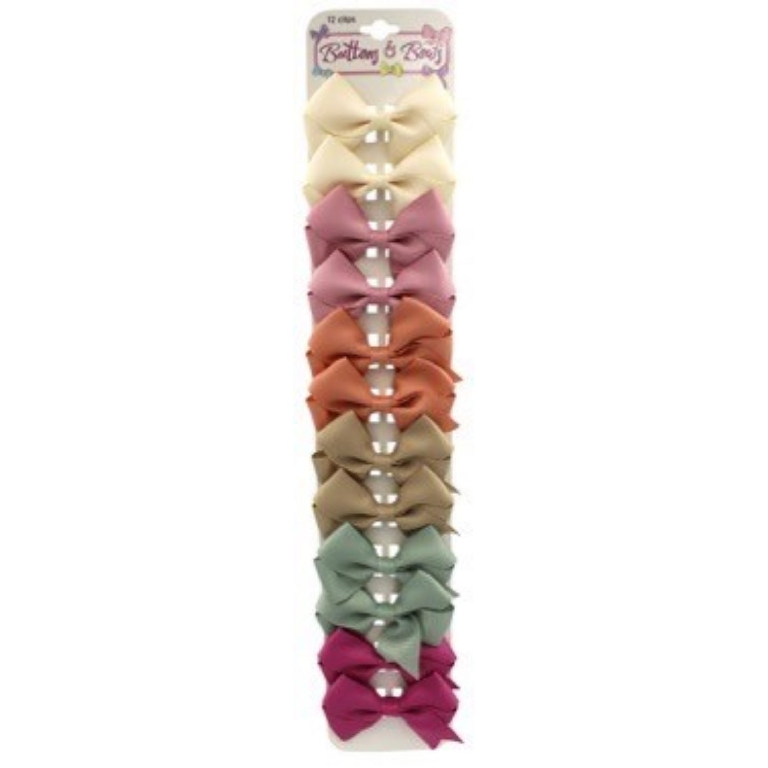 Buttons & Bows Girls 12 Pack Fashion Bow Snap Clip Closure