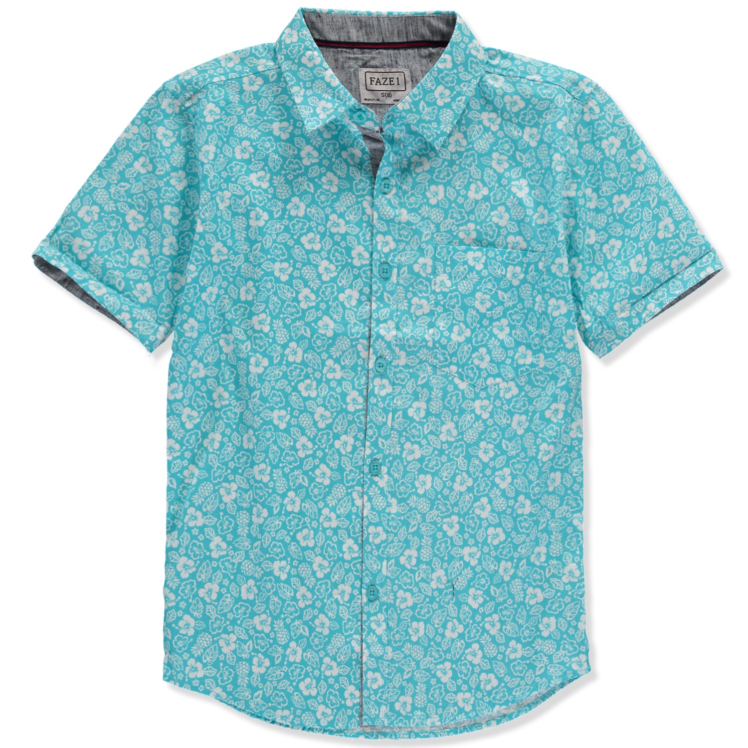 FAZE 1 Boys 8-20 Short Sleeve Printed Woven Button Down Shirt